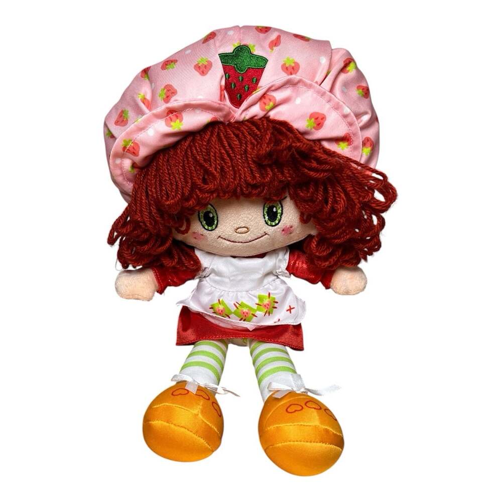 Strawberry Shortcake 14" Ragdoll Plush Yarn Hair Embroidered Face Striped Legs